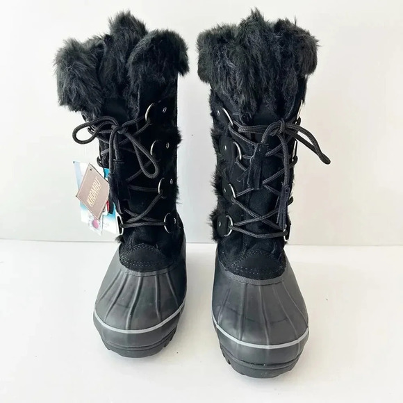 KHOMBU Nordic 2 Waterproof Lace-up Fur Boots Black Size 6‎ - Picture 1 of 9